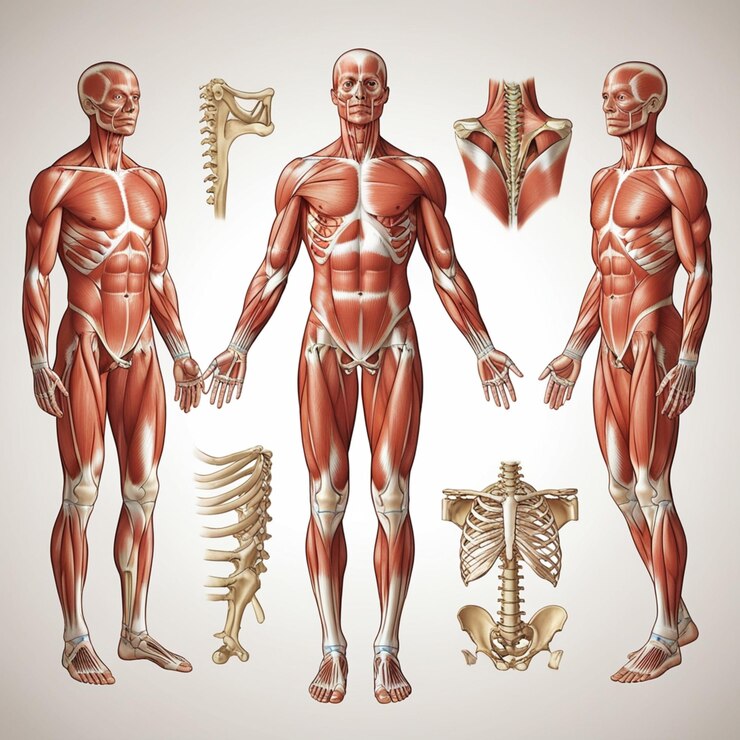 Foto ilustração dos principais músculos esqueléticos constituintes do corpo humano