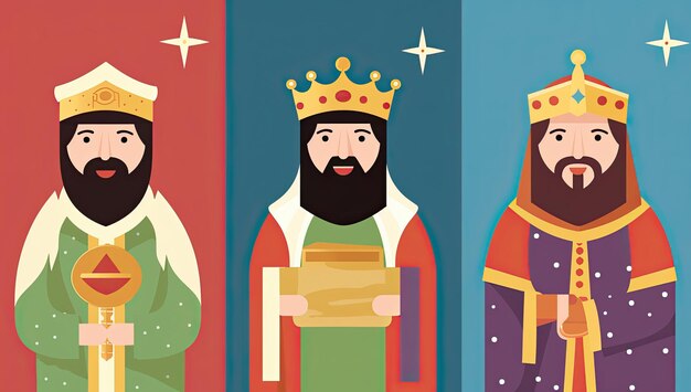 Ilustração dos três homens sábios tradição cristã no Natal IA geradora