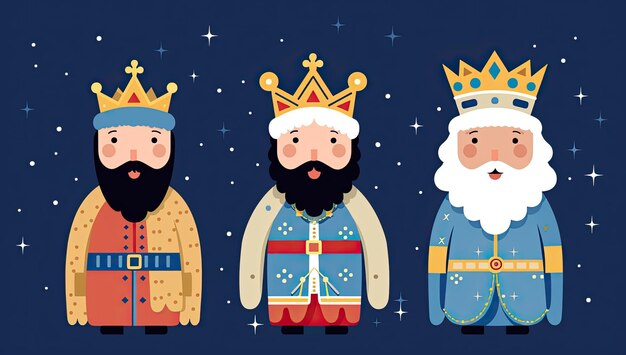 Ilustração dos três homens sábios tradição cristã no natal ia geradora