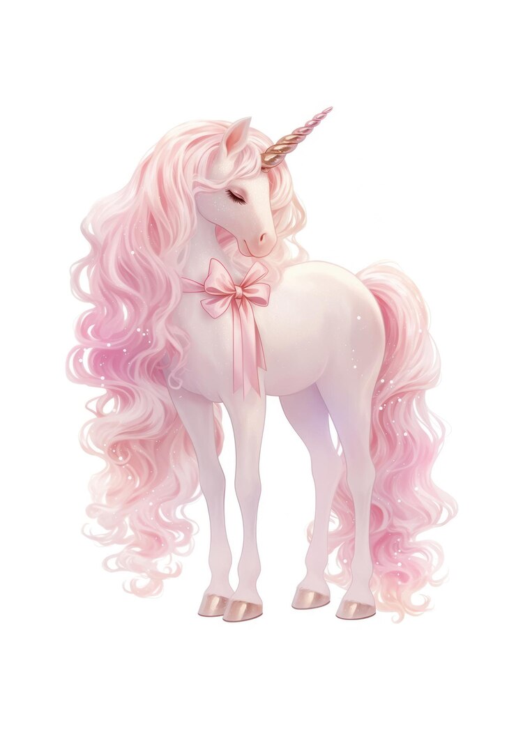 Foto ilustração elegante de unicórnio de cabelos cor-de-rosa