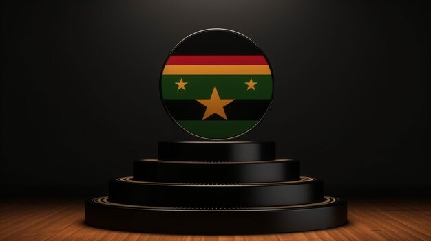 Ilustração em 3d da bandeira da Guiné-Bissau A bandeira da Guinea-Bissau agita-se isolada em uma bandeira de fundo preto