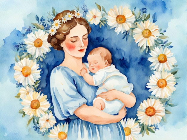 Ilustração em aquarela cartão postal vintage Dia Internacional da Mulher Dia Internacional das parteiras