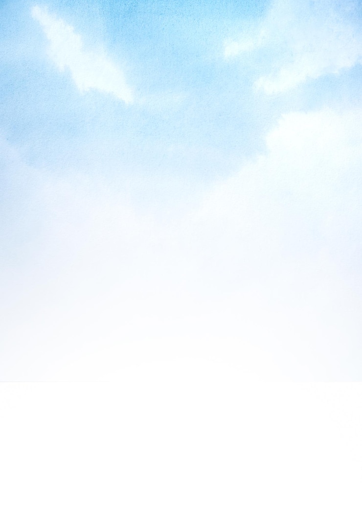 Foto ilustração em aquarela da paisagem céu azul com nuvens brancas