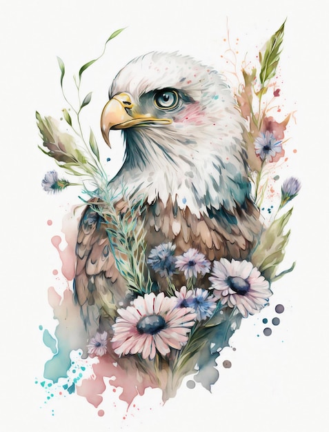 Ilustração em aquarela de águia