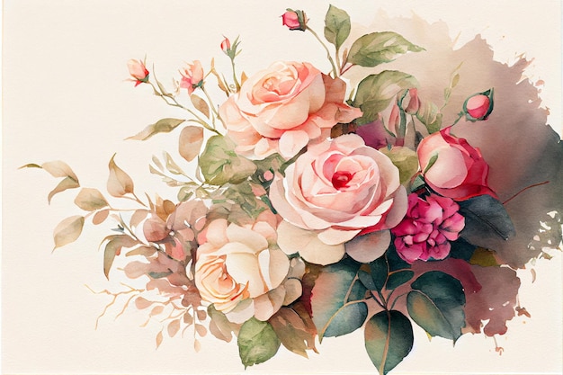 Ilustração em aquarela de buquê floral