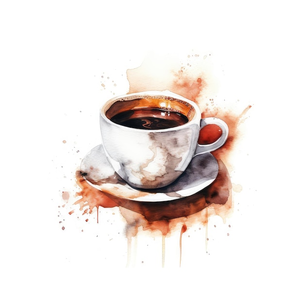 Ilustração em aquarela de café generativa ai
