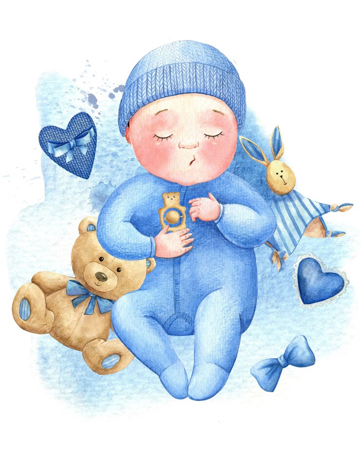 Ilustração em aquarela de chá de bebê