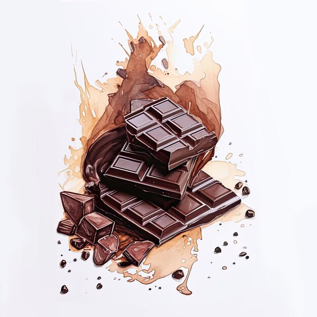 Ilustração em aquarela de chocolate no fundo branco