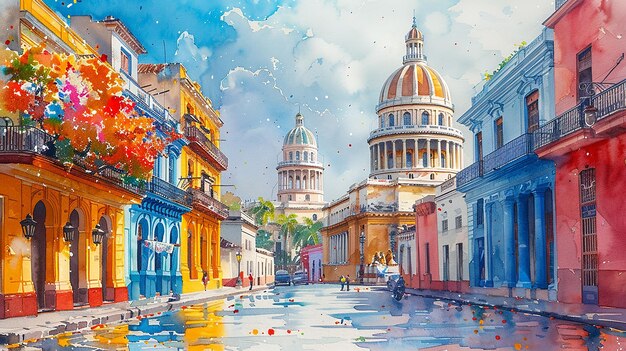 Foto ilustração em aquarela de cuba