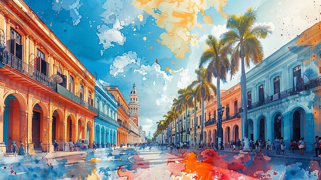 Foto ilustração em aquarela de cuba