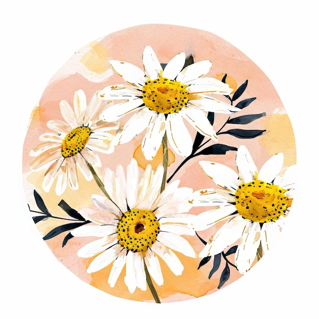 Ilustração em aquarela de flores da primavera