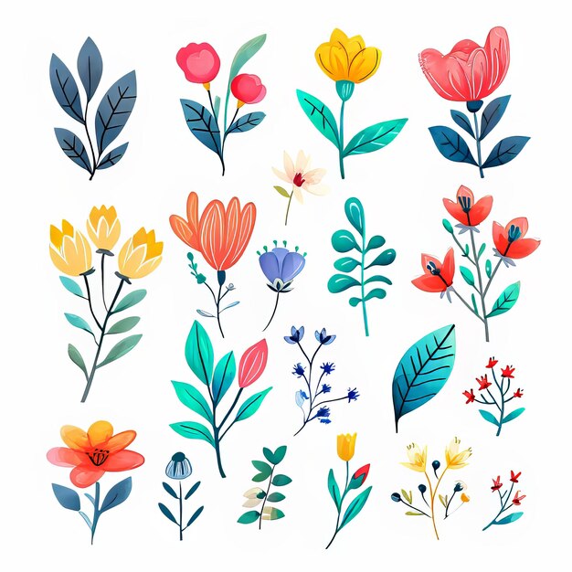 Ilustração em aquarela de flores da primavera