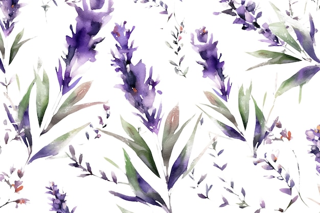 Ilustração em aquarela de flores de lavanda isolada em fundo branco AI