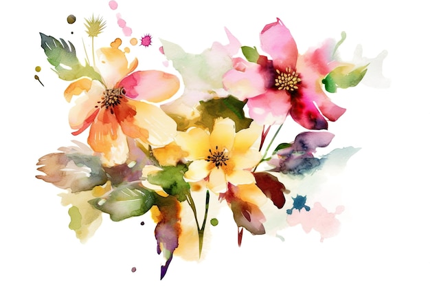 Ilustração em aquarela de flores png com transparência