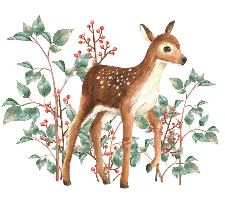 Ilustração em aquarela de histórias da floresta