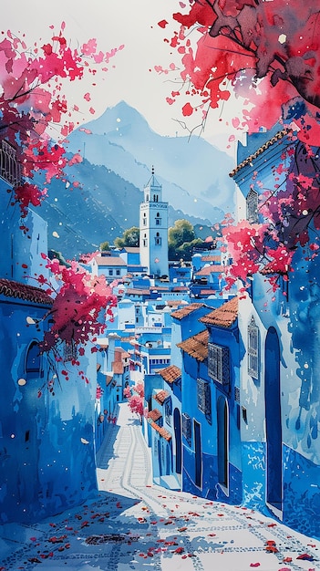 Ilustração em aquarela de Marrocos
