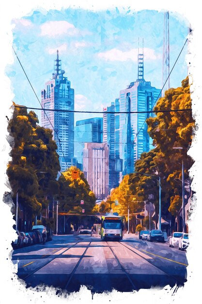 Foto ilustração em aquarela de melbourne