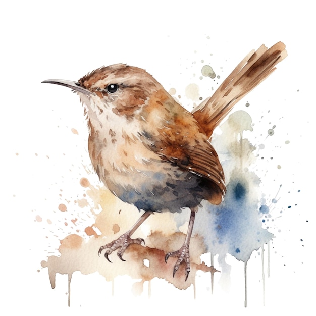 Ilustração em Aquarela de Pássaro Clipart