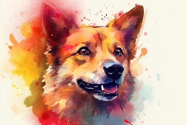 Ilustração em aquarela de retrato de golden retriever