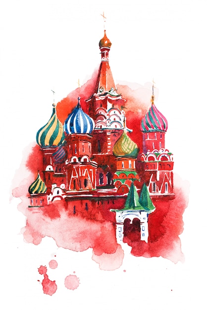 Ilustração em aquarela de Saint Basil Cathedral