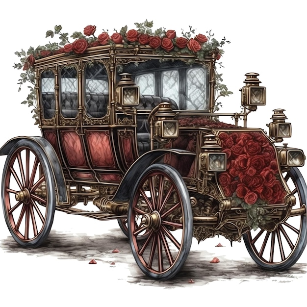 Ilustração em aquarela de transporte gótico