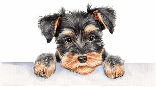 ilustração em aquarela de um cachorrinho de schnauzer isolado em um fundo branco