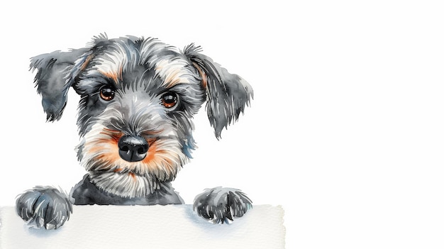 ilustração em aquarela de um cachorrinho de schnauzer isolado em um fundo branco