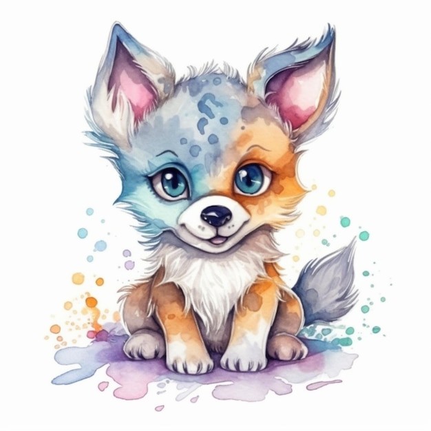 Ilustração em aquarela de um cachorro chamado fennec