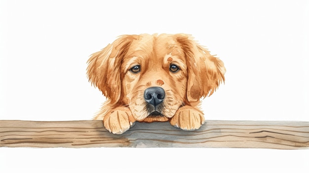 ilustração em aquarela de um cachorro de golden retriever isolado em um fundo branco