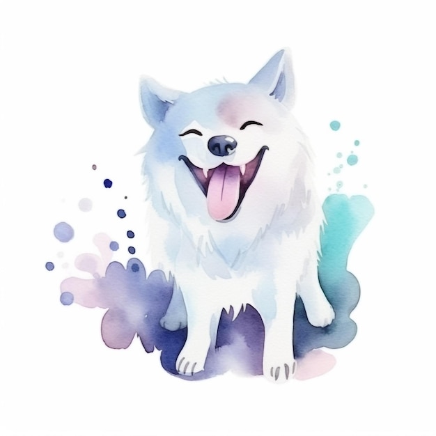 Ilustração em aquarela de um cachorro em um fundo branco