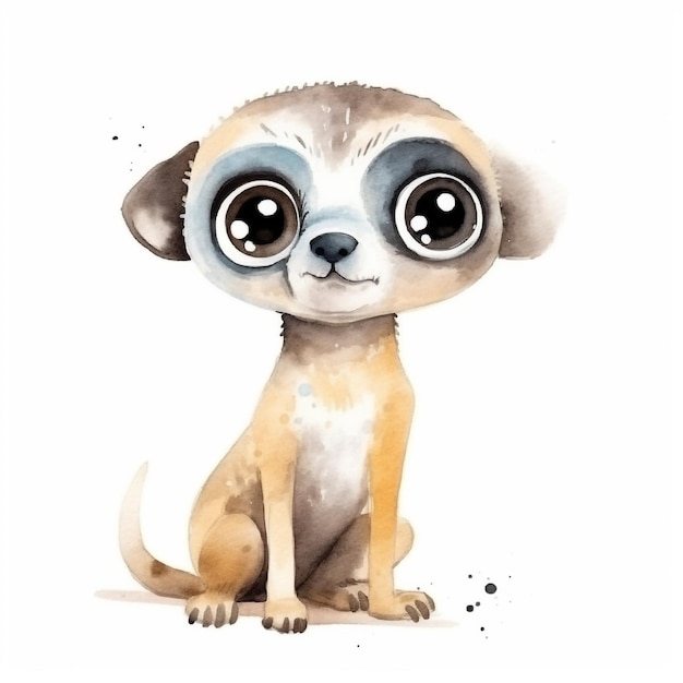 Ilustração em aquarela de um cachorro suricato