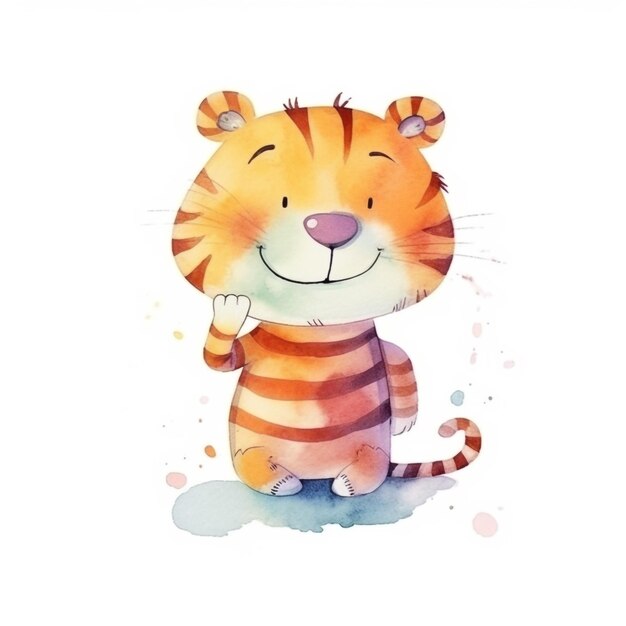 Ilustração em aquarela de um filhote de tigre