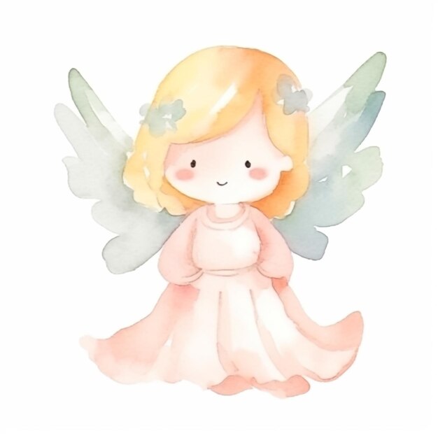 Ilustração em aquarela de um lindo anjo