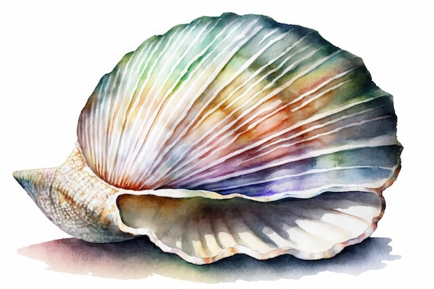 Ilustração em aquarela de um marisco ou concha
