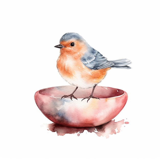 ilustração em aquarela de um pássaro bonito em um fundo branco