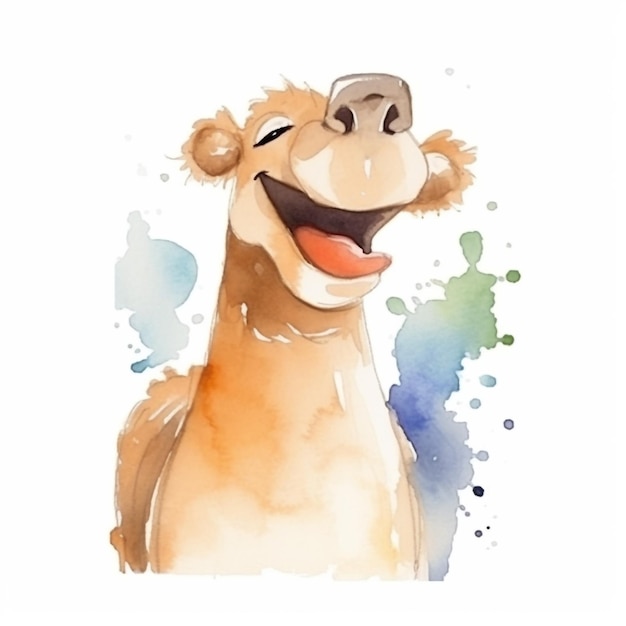 Ilustração em aquarela de um urso feliz