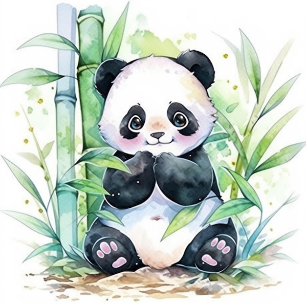 Retrato de um urso panda animal: ilustrações stock 603128978