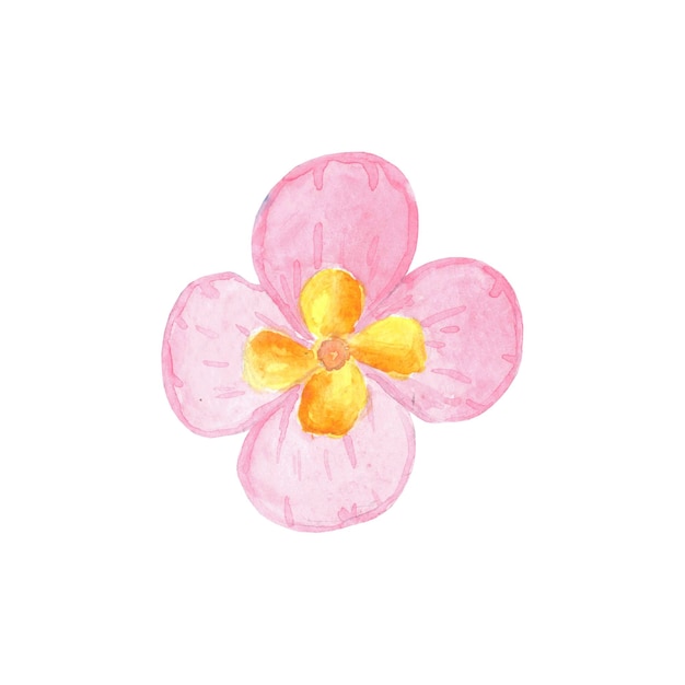 Ilustração em aquarela de uma flor rosa pintada à mão para uso em casamento, férias, design de logotipo