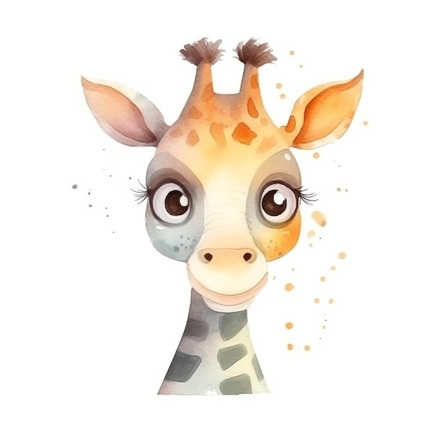 Ilustração em aquarela de uma girafa em um fundo branco