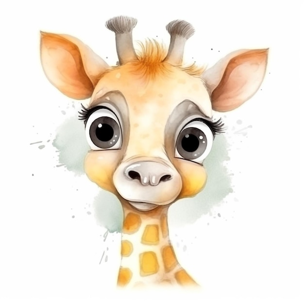 Ilustração em aquarela de uma girafa