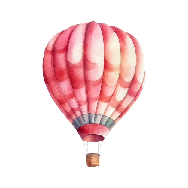 Ilustração em aquarela de uma ilustração Ai de balão de ar quente rosa