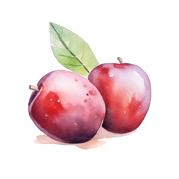 Ilustração em aquarela do quadrado de frutas de jujube orgânicas frescas
