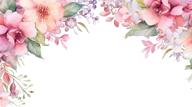 Ilustração em aquarela vibrante de lindas flores Generative AI