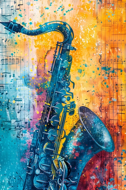 Ilustração em estilo abstrato para cartaz de música de jazz ao vivo Dia da Música Dia Internacional do Jazz