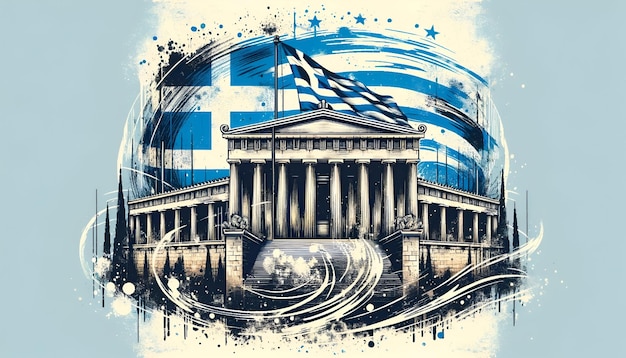 Ilustração em estilo grunge para o Dia da Independência da Grécia