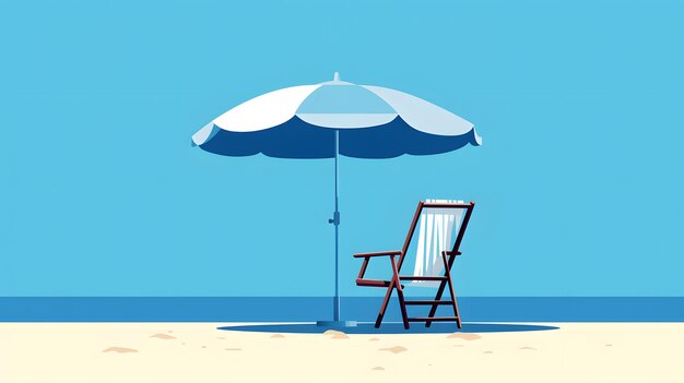 Ilustração em negrito de uma cadeira de praia com um guarda-chuva