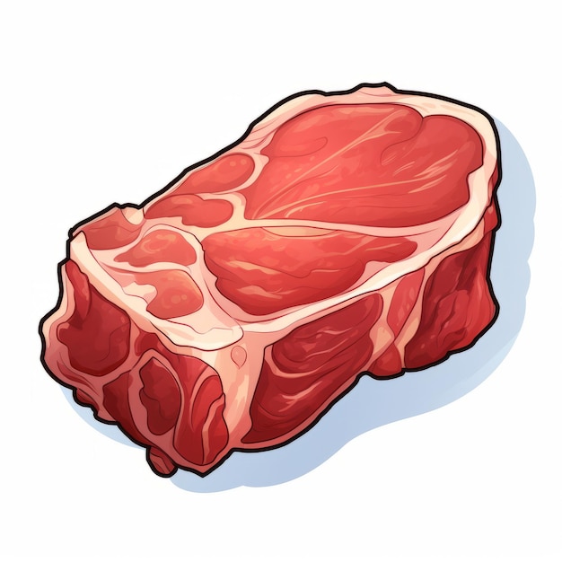 Ilustração em vetor bife de um pedaço de carne isolado no fundo branco