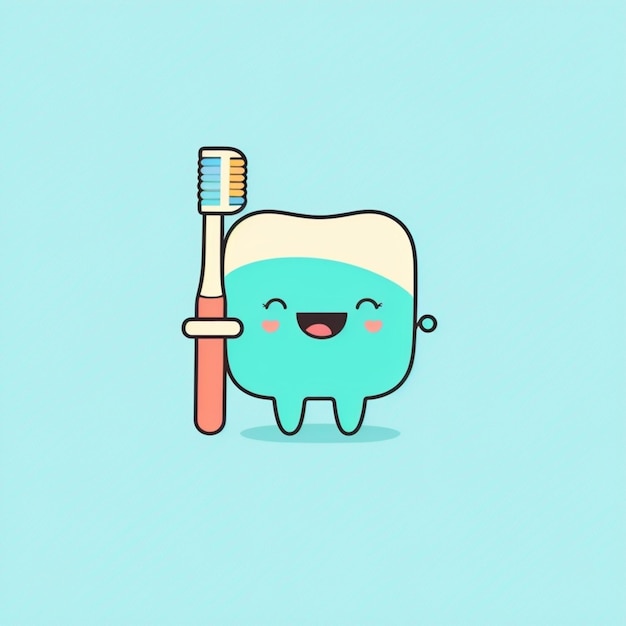 Foto ilustração em vetor de dente kawaii fofo