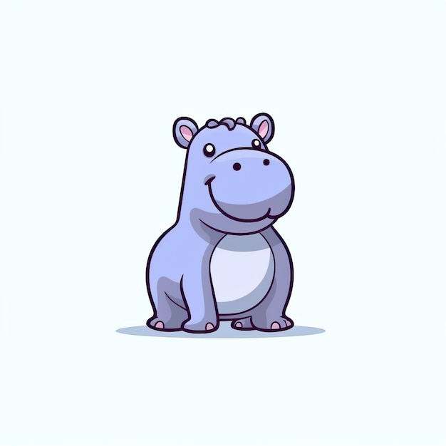 Foto ilustração em vetor de hipopótamo de animal de estilo bonito dos desenhos animados
