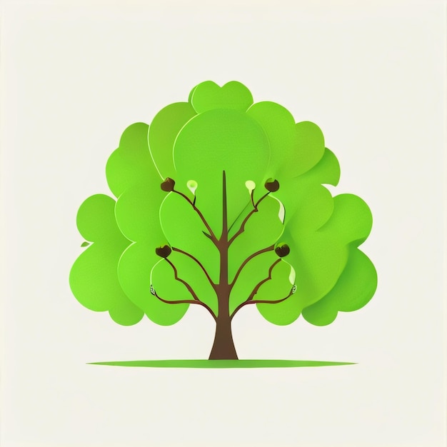 Ilustração em vetor estilo de animação de uma árvore plana estilizada